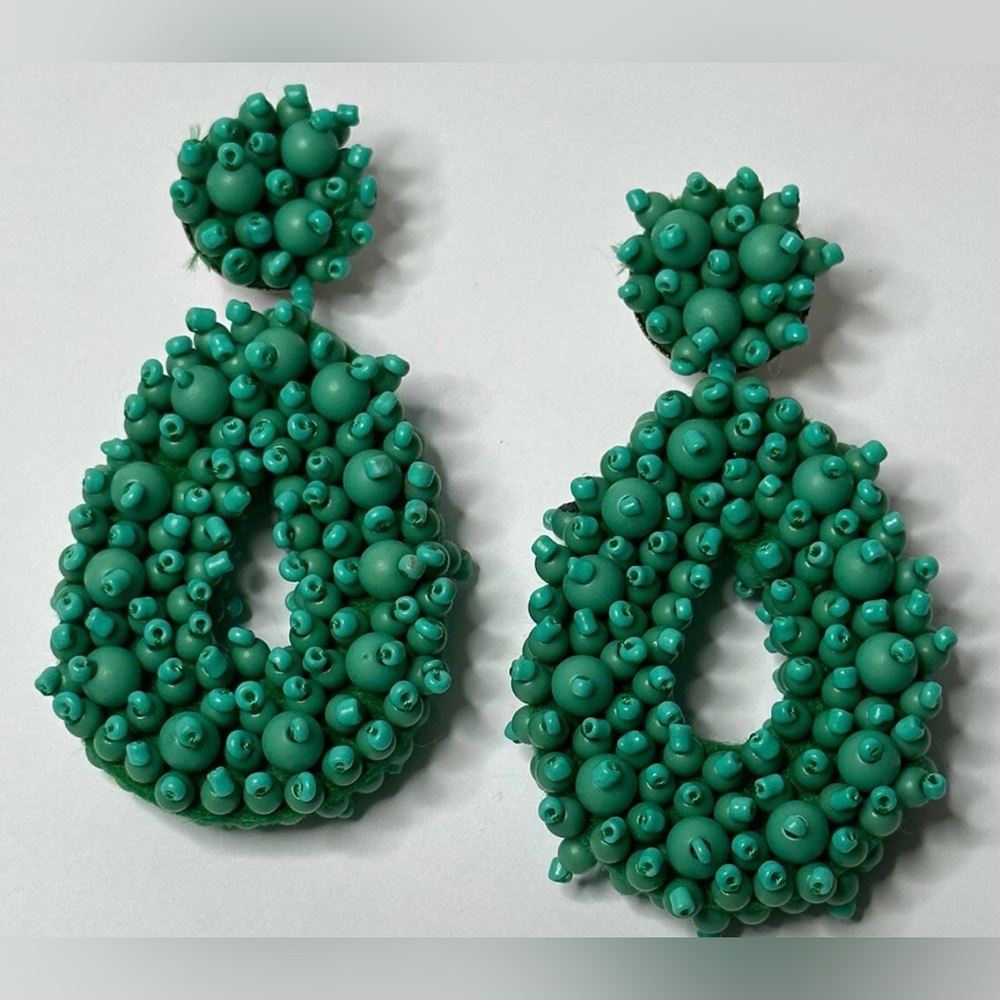 Elegant Green Beaded Earrings